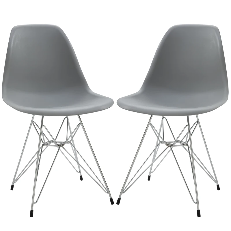 Lot de 2 chaises design néo-rétro Eiffel piètement métal assise dossier polypropylène
