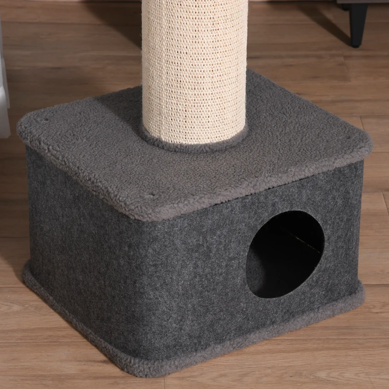 PawHut 96cm Cat Tree for Indoor Cats Kitten Tower Multi level Activity Center Pet Furniture with Sisal Scratching Post Condo Removable Cover Grey