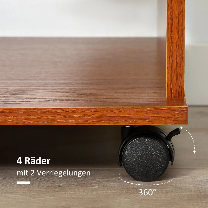 HOMCOM Kleiderschrank auf Rollen, mobile Garderobe, Garderobenschrank, Rollbarer Kleiderständer, 80 x 40 x 128 cm, Walnuss