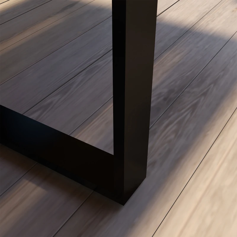 Outsunny Tavolo da Giardino Rettangolare in Alluminio con Piano a Doghe per 6-8 Persone, 180x90x74cm, Quercia