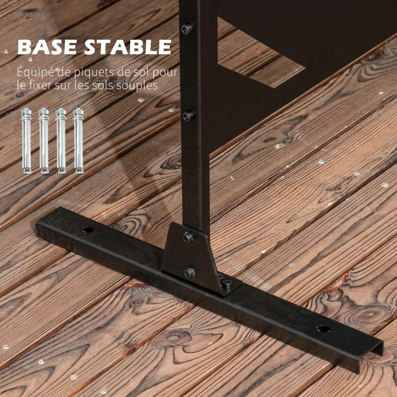 Outsunny Paravent séparateur de jardin balcon décoratif extérieur à motif végétal en acier 122 x 45 x 198 cm noir