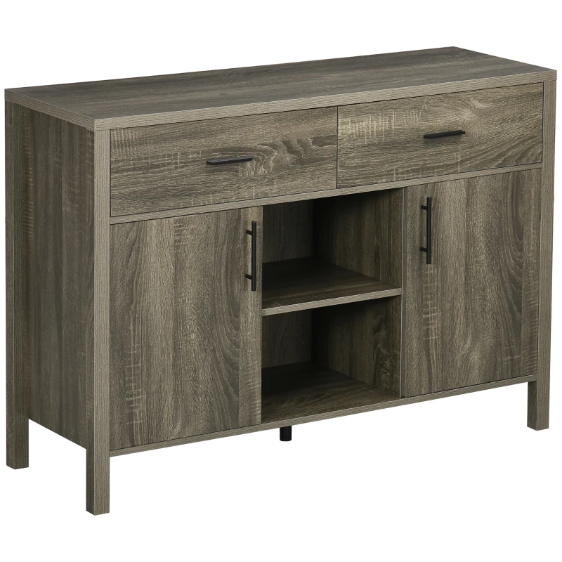 HOMCOM Buffet meuble de rangement 2 portes avec étagères, 2 tiroirs et 2 niches - dim. 120L x 39l x 83.8H cm