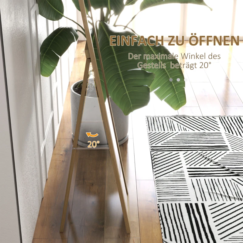 HOMCOM Spiegel Ganzkörperspiegel Wandspiegel, 37 cm x 40 cm x 155 cm, inkl. Befestigungshaken, Silber + Eiche