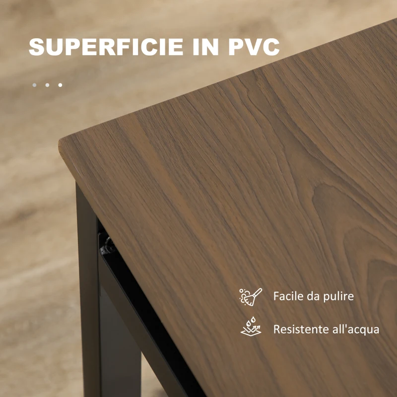 HOMCOM Set da Pranzo da 5 Pezzi con 1 Tavolo Rettangolare 100x63x76.5 cm e 4 Sedie 45x40x82 cm, in Acciaio e MDF