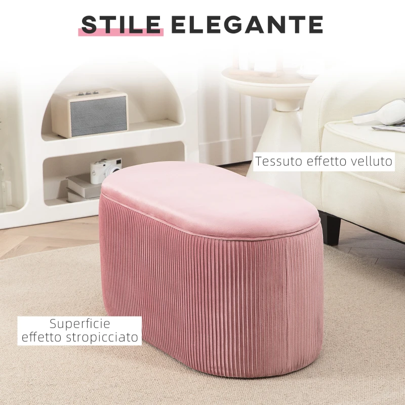 HOMCOM Pouf Panca Contenitore Moderna in Velluto Rosa per Camera da Letto, Soggiorno e Ingresso, 81x40x41cm