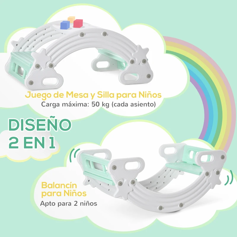 HOMCOM Balancín Mecedora para Niños de +18 Meses Balancín Infantil Multiuso con Reposabrazos 100x54x42 cm Gris