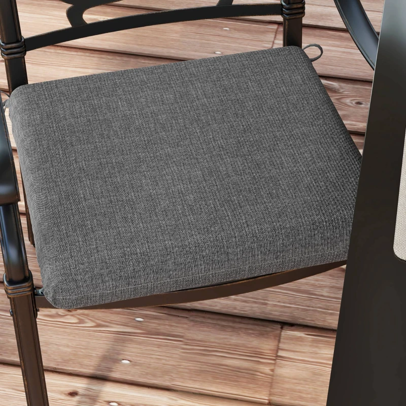 Outsunny Conjunto de 4 Cojines para Sillas de Comedor 47x47x7cm Impermeable y Protección UV 50+ para Interior y Exterior Gris