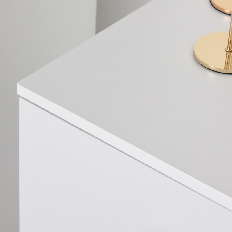 HOMCOM Buffet commode meuble de rangement 4 tiroirs coulissants 2 placards avec étagère blanc chêne clair