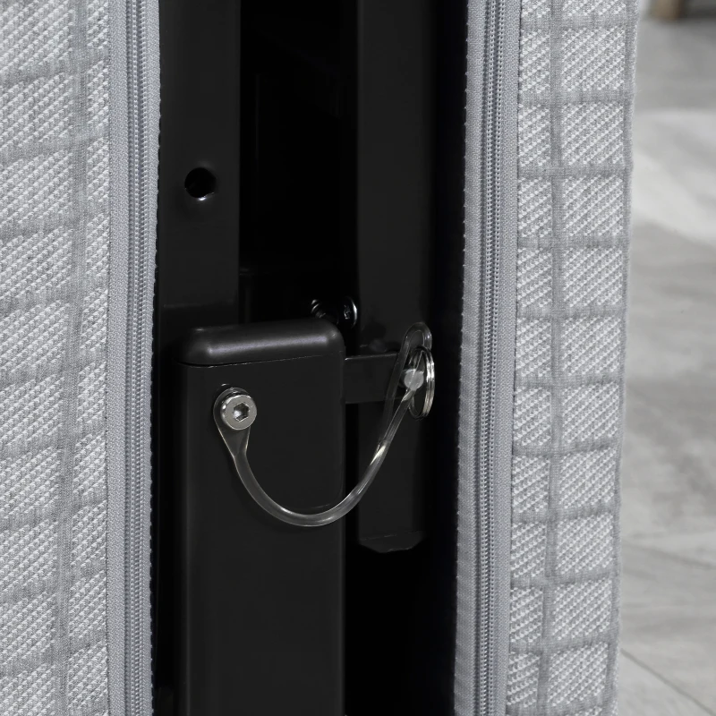 HOMCOM Klappbett, Gästebett, neigbare Rücklehne, Armlehnen, 8 Rollen, Stahlrahmen, hellgrau+schwarz, 190 x 76 x 33cm