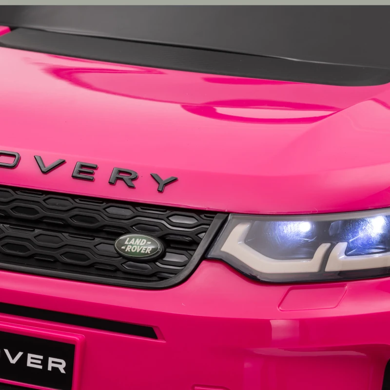 AIYAPLAY Coche Eléctrico para Niños con Licencia Land Rover Discovery Sport con Batería 12V Mando a Distancia Faros y Música Rosa