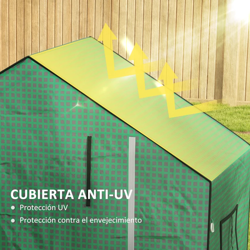 Outsunny Cubierta de Repuesto de Invernadero 140x73x190 cm con Ventana Puerta con Cremallera Anti-UV Protección de Plantas Verde