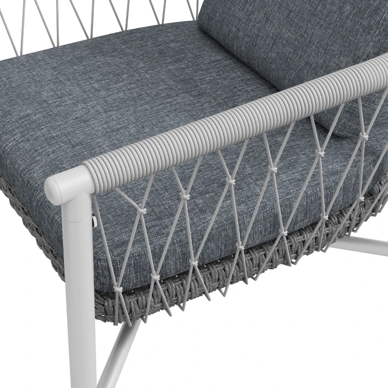 Outsunny Gartengarnitur, 4-teilig, Schaukelfunktion, Sitzauflagen, Polyrattan, Metallgestell, Grau
