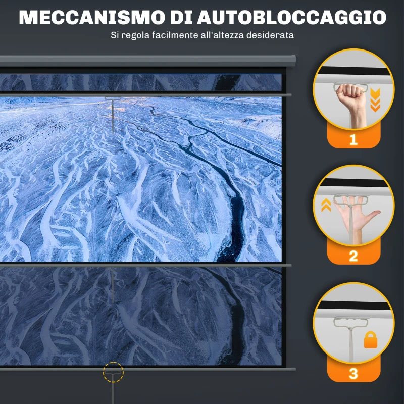 HOMCOM Schermo per Proiettore 84" Formato 4:3, Angolo di 160° e Montaggio a Soffitto o Parete