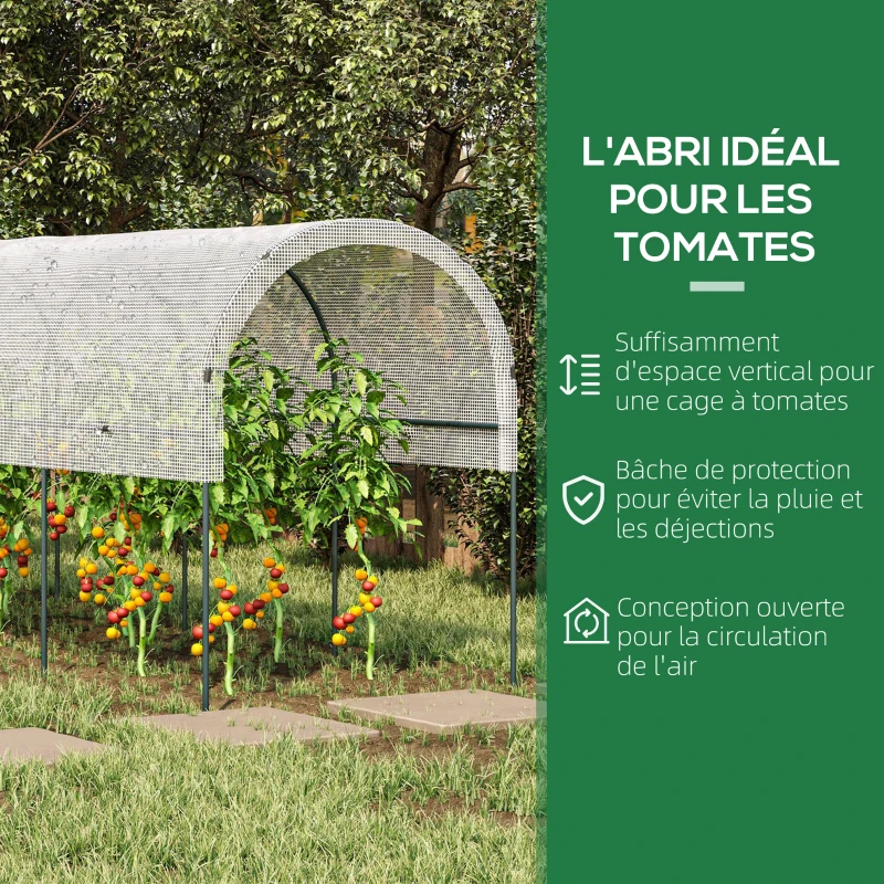 Outsunny Serre de jardin serre à tomates 4 x 1,20 x 1,70 m 5 arceaux en acier - bâche en PE