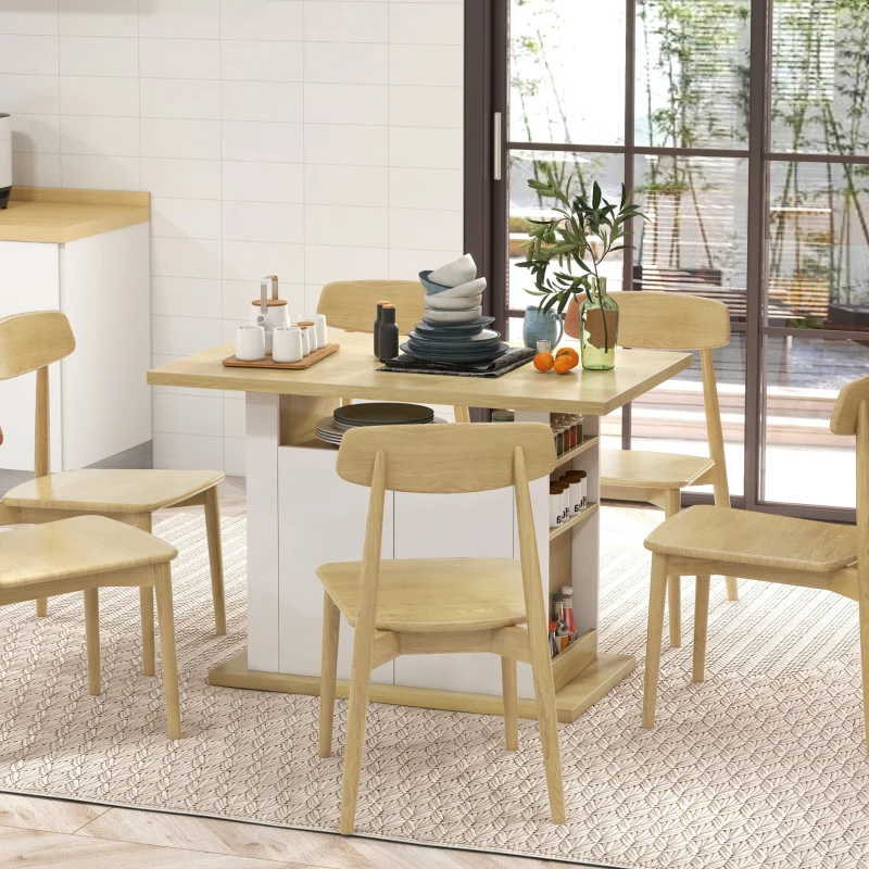 HOMCOM Ilot central cuisine table avec grand plan de travail 4-6 personnes - dim. 110L x 70l x 75,5H cm