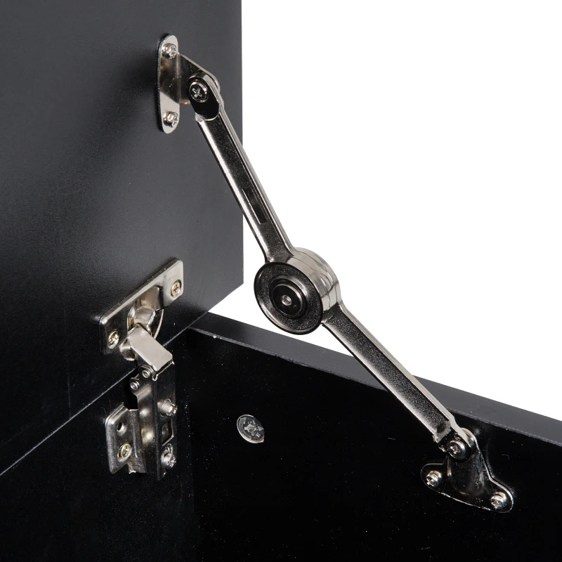 HOMCOM Truhe Aufbewahrungsbox Sitztruhe mit Stauraum Sicherheitsscharniere Holzkiste mit klappbarem Deckel für Wohnzimmer, Schlafzimmer, Spanplatte Schwarz 100 x 40 x 40cm