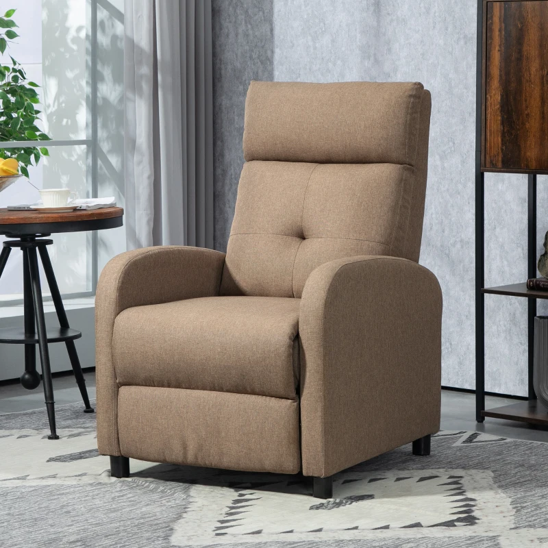 HOMCOM Sillón Reclinable Manual Sofá Individual con Reclinación hasta 155º Carga 150 kg Marrón