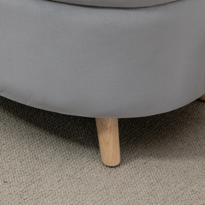 HOMCOM Sitzbank mit Stauraum, Hocker, ovale Form, Samtoptik, bis 120 kg, 71 x 51,5 x 42 cm, Hellgrau