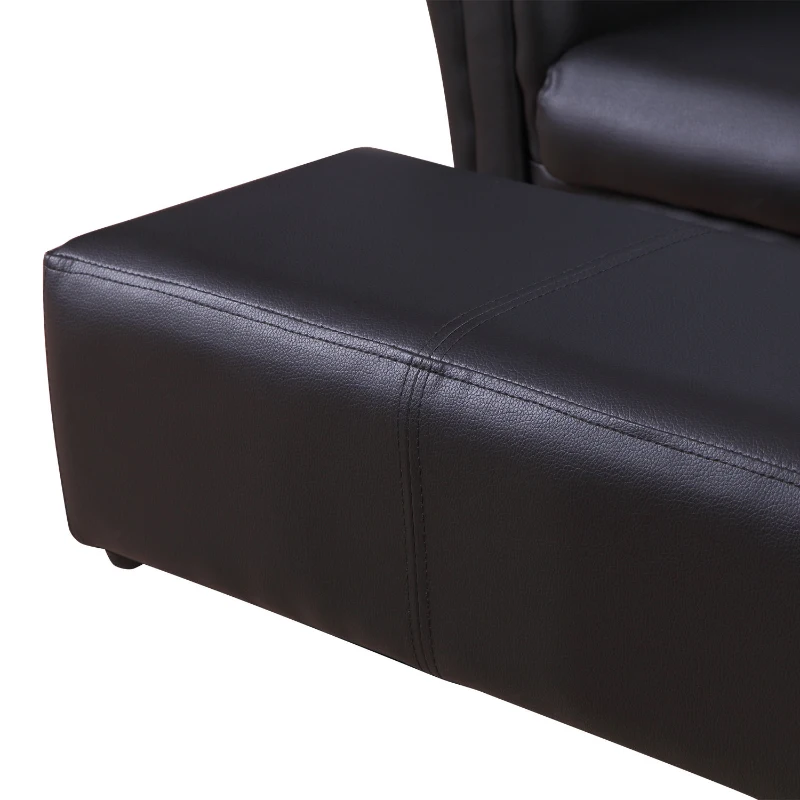 HOMCOM Kindersessel mit Fußhocker, Kindercouch mit Hocker, Kindersofa, Sofa Sessel, Schwarz, 83 x 42 x 41 cm