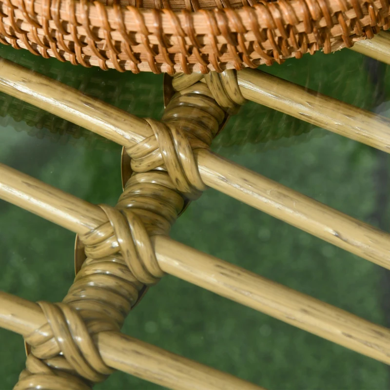 Outsunny Gartensitzgruppe, 4-tlg., Rattanoptik, rechteckiger Tisch, zwei Stühle, Zweisitzer, mit Sitzkissen, Sandfarbe