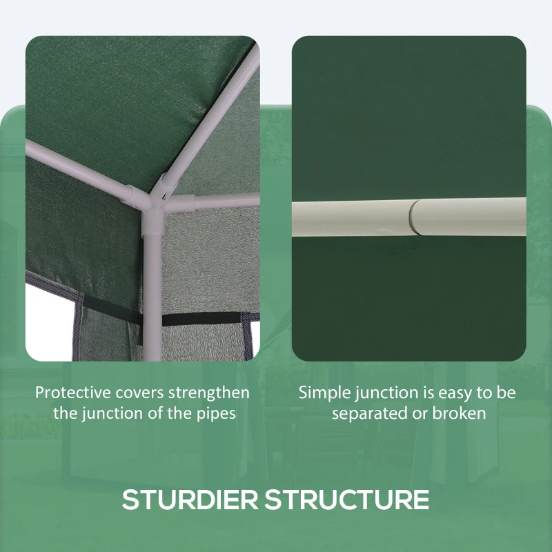 Outsunny 4M Hexagon Gazebo, Netting Party Tent, Patio Canopy Outdoor Event Shelter for Activities, Shade Resistant, Green