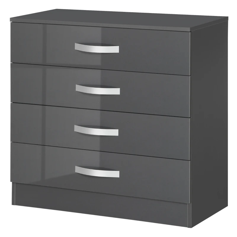 HOMCOM Cassettiera da 4 Cassetti con Maniglie di Metallo, in Truciolato, 75x36x72 cm, Grigio