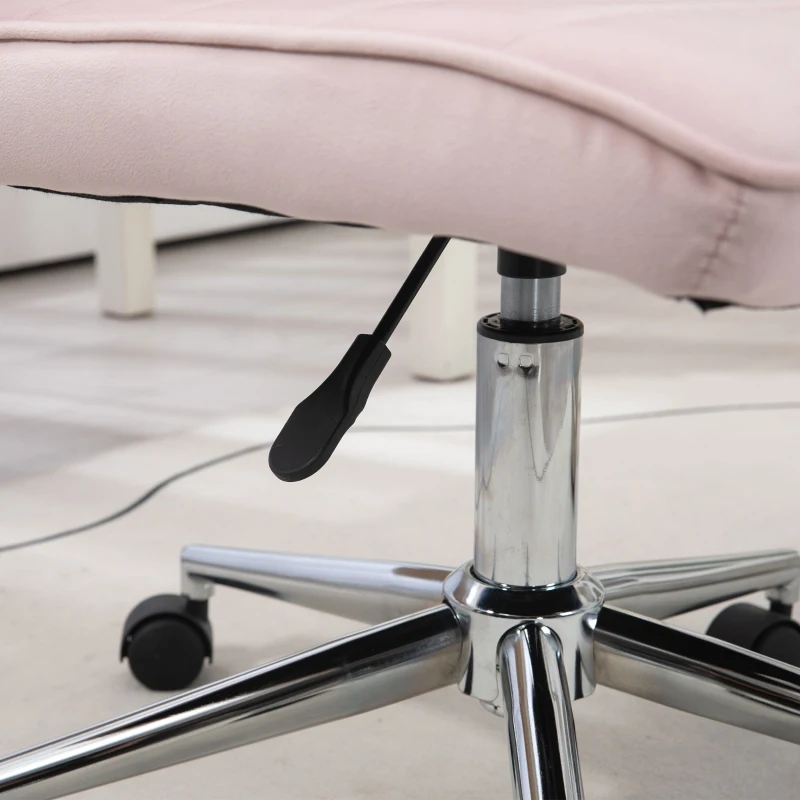 HOMCOM Bürostuhl Office-Stuhl Schreibtischstuhl, höhenverstellbar, Samtoptik, 51 cm x 64 cm x 78-88 cm, Rosa