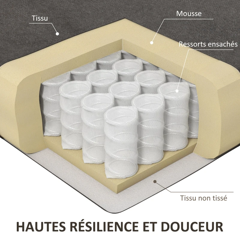 HOMCOM Canapé-lit convertible 3 places dossier inclinable 3 positions avec 2 coussins grand confort 189 x 91 x 84 cm gris