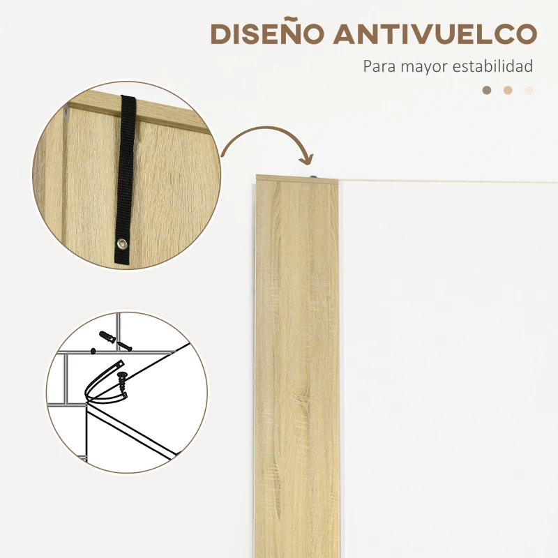 kleankin Armario Alto de Baño con 4 Puertas 2 Estantes Abiertos y Estantes Ajustables 53x33,5x195,7 cm Blanco y Roble