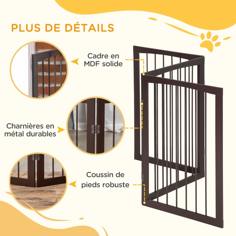 PawHut Barrière modulable pliable barrière de sécurité 160L x 76H cm MDF