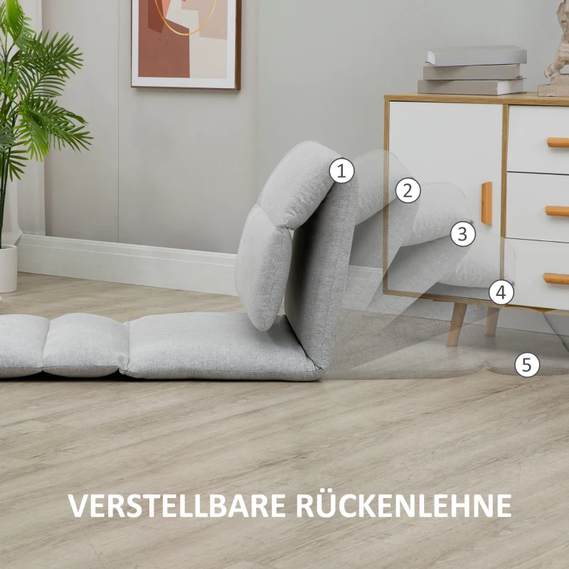 HOMCOM Bodensessel, Gästematratze, Leinenoptik, atmungsaktive Obermaterial, Hellgrau