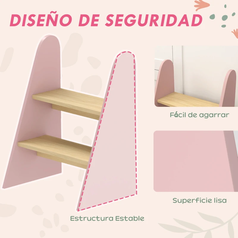 AIYAPLAY Taburete para Niños de 2 Peldaños Torre de Aprendizaje para Niños de +3 Años para Baño Cocina Librería Dormitorio Rosa