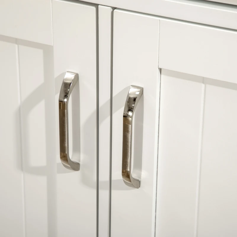 HOMCOM Desserte îlot de cuisine 3 placards étagères réglables 2 plans de travail en bois 2 tiroirs 76 x 97,5 x 92,5 cm blanc