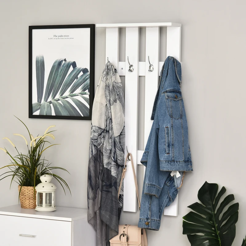 HOMCOM Ensemble de meubles d'entrée avec meuble chaussures et porte-manteaux blanc