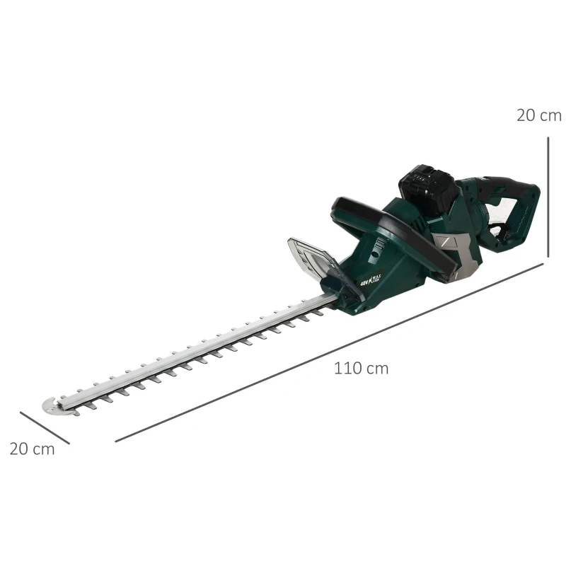 Durhand Elektro Heckenschere Akku Elektrischer Heckenschneider mit 350 W Motorleistung Kabellos 180° Drehgriff 52cm Schnittlänge Stahl ABS Grün+Schwarz