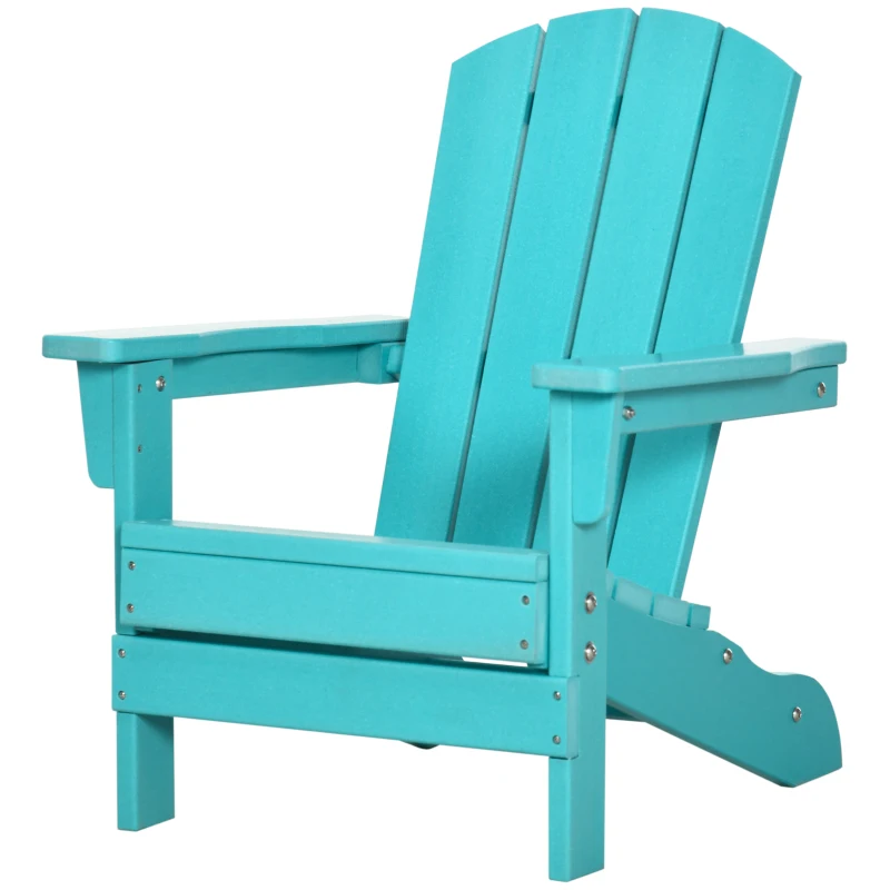 Outsunny Gartenstuhl, für Kinder 3-8 Jahre, breiter Sitz, hohe Rücklehne, wetterfest, blaugrün, 61,5 x 53 x 65 cm