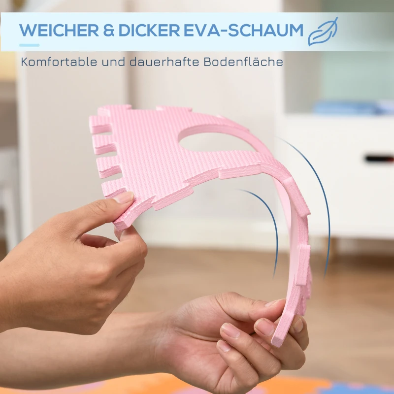 HOMCOM 60-teilige Kinder Puzzlematte Spielmatte mit 36 Matten, 24 Seitenmatten, Kinderspielteppich Spielteppich für Baby & Kinder mit Buchstaben und Zahlen EVA mehrfarbig 31,5 x 31,5 cm