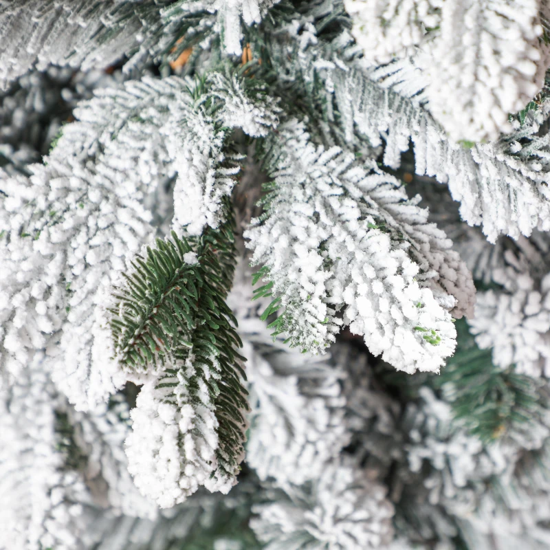 HOMCOM Künstlicher Weihnachtsbaum, Kunstschnee & Tannenzapfen, realistisch, flammhemmend, Metallfuß, 183 cm, Grün