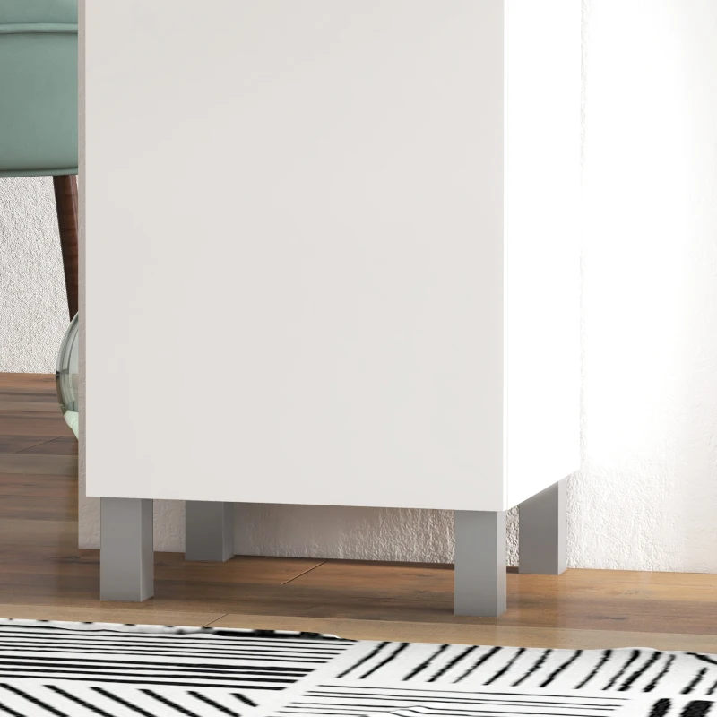 HOMCOM Bibliothèque armoire rangement niche supérieure placard 3 étagères intérieures pour salon bureau 40 x 35 x 177 cm blanc