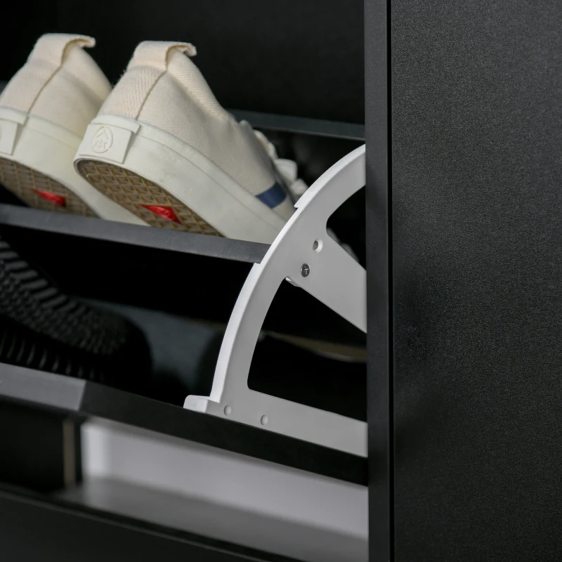 HOMCOM Scarpiera Salvaspazio Regolabile, Mobile Portascarpe con 8 Scomparti Legno 80 x 24 x 120cm Nero