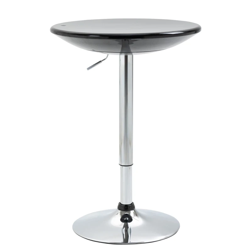 HOMCOM Mesa de Bar Regulable en Altura Giratoria 360º con Base Redonda Mesa Alta de Acero Moderna para Cocina Comedor Cafetería 61x61x76-97 cm Negro