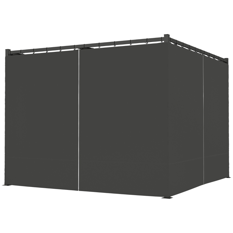 Outsunny 3 x 3(m) Retractable Pergola, Garden Gazebo Shelter with Curtains, for Grill, Patio, Deck, Charcoal Grey