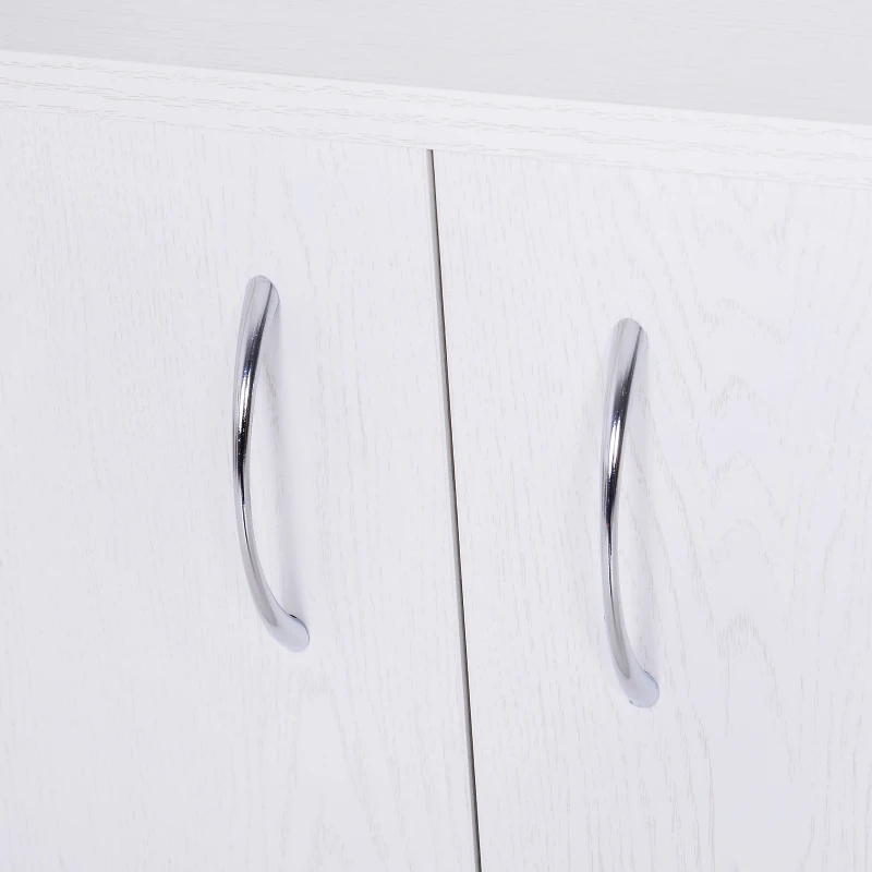 HOMCOM Rolling Kitchen Trolley Microwave Cart 2-Door Cabinet Storage Shelves w/ Wheels White