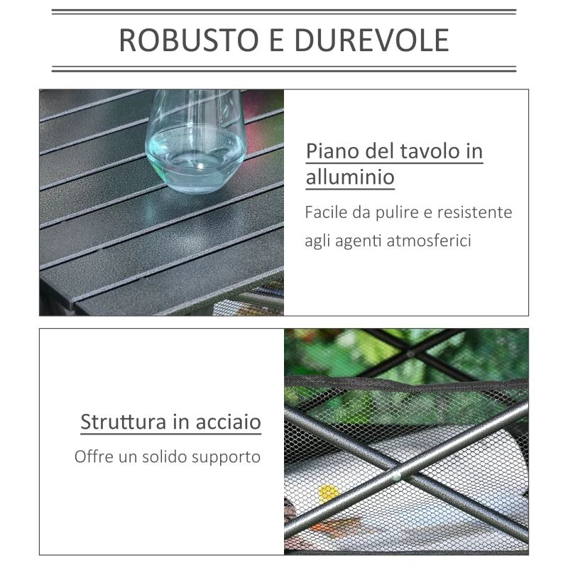 Outsunny Tavolo da Campeggio Picnic Pieghevole, Salvaspazio e Arrotolabile con Borsa da Viaggio, Nero 70x70x69cm