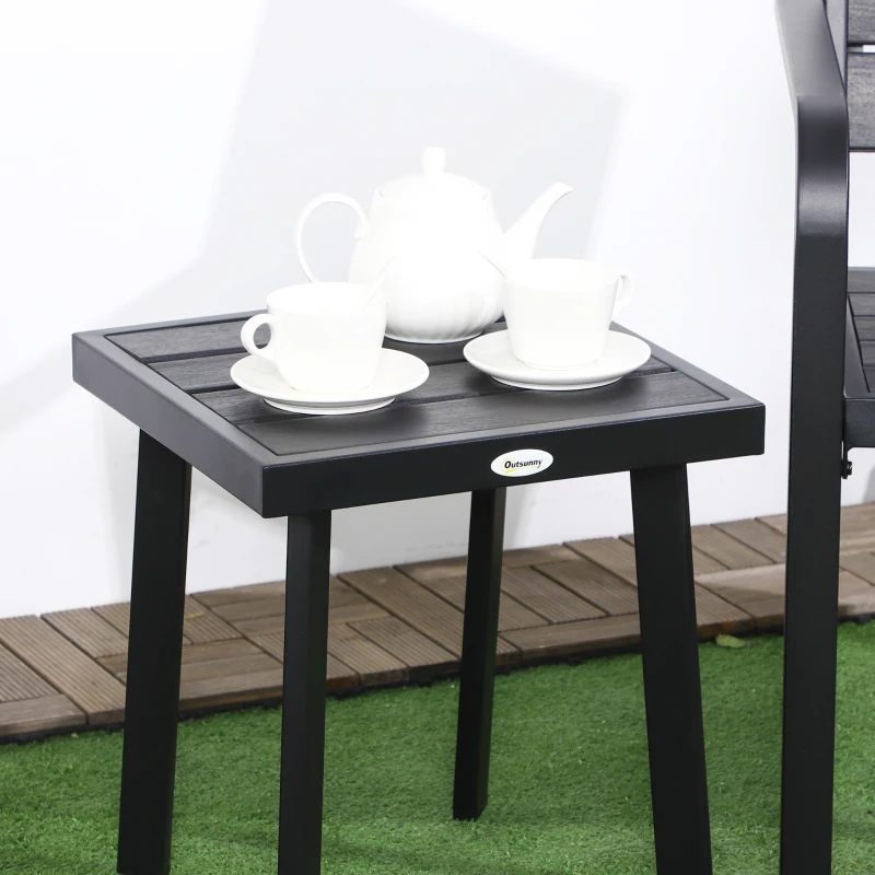 Outsunny Gartenmöbel-Set für 2 Personen inkl. 1 Tisch, 2 Stühlen, Gartengarnitur, Bistro-Set, HDPE Schwarz