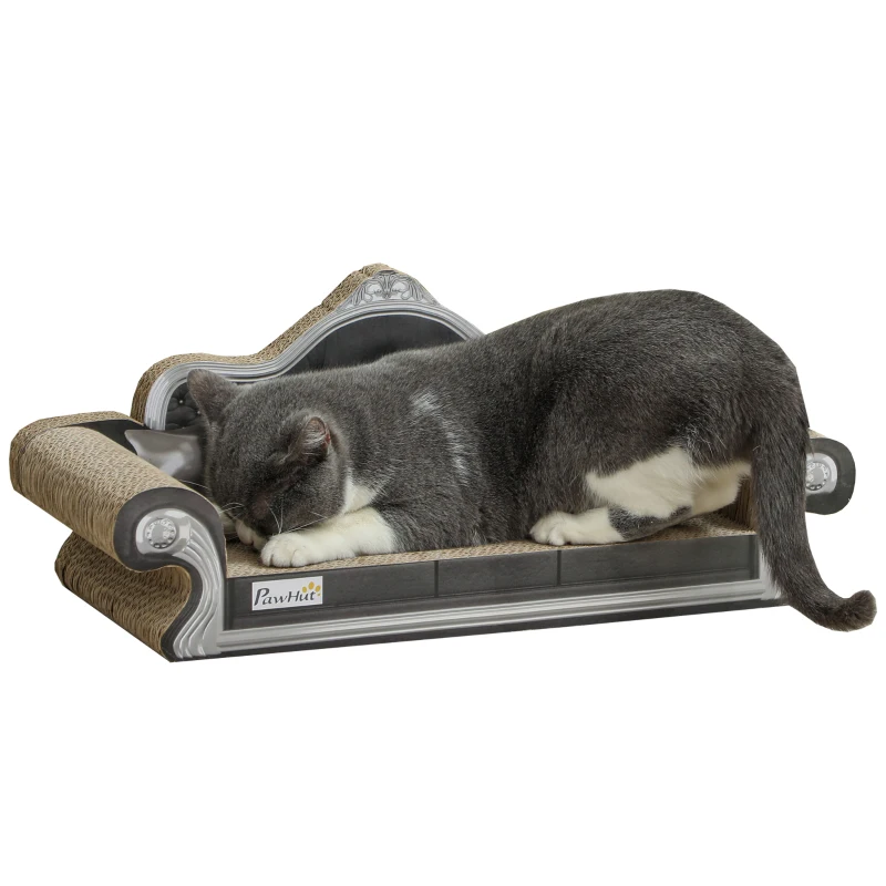 PawHut Rascador Cartón para Gatos en Forma de Sofá con Catnip para Interior 56,5x24x26 cm Marrón