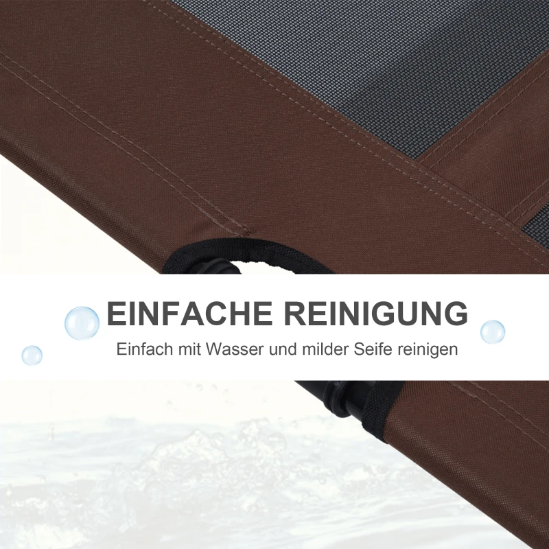 PawHut Hundeliege Outdoor, Kühlendes Haustierliege für Groß Hunde, Erhöhtes Hundebett Schlafplatz mit robuster Metallrahmen, Atmungsaktivem Mesh für Garten Outdoor, 92 x 76 x 18 cm, Kaffee-Braun