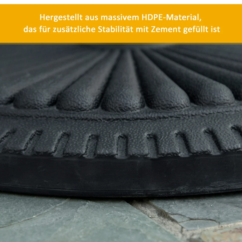 Outsunny Sonnenschirmständer 14  kg Schirmständer Rund Schirmhalter, Ständer Schirmgewicht für Sonnenschirm 35-48mm Rohrdurchmesser, für Balkon, Terasse, Garten, Schwarz