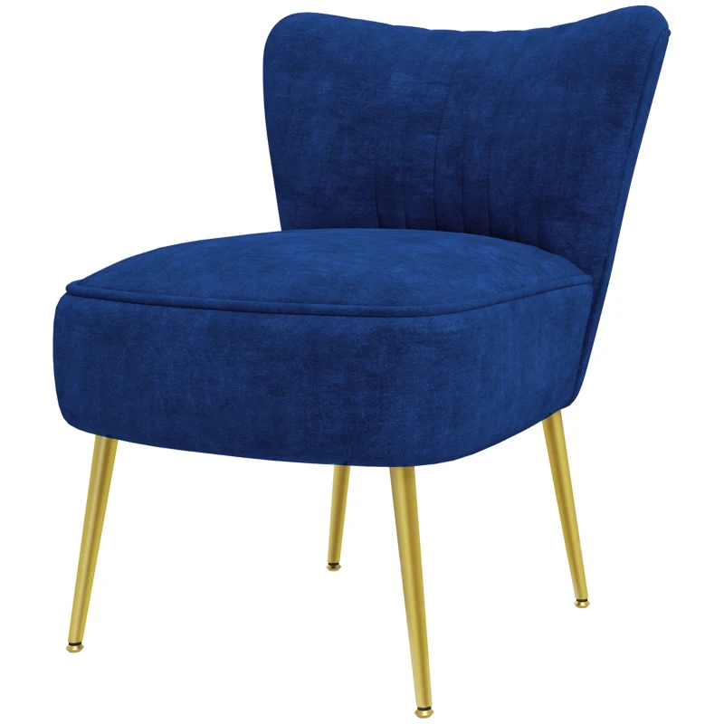 HOMCOM Velvet-Feel Tub Accent Chair - Dark Blue