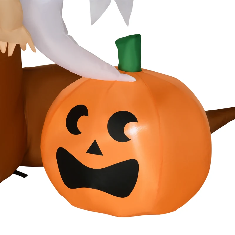 HOMCOM Halloween-Deko, 2,40m großer Geisterbaum, selbstaufblasend, LED-Beleuchtung, für Außenbereiche